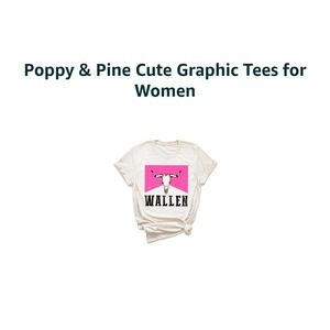 Poppy & Pine Women's Wallen Western Graphic T-Shirt Small Cream Pink New